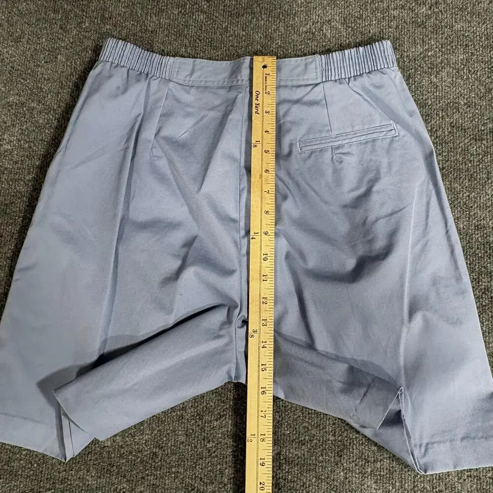 Lady La Mode Shorts Womens 14 Blue Pleated Chino Elastic Waist Buckle Casual